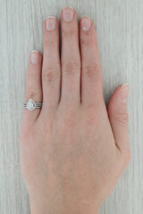 Dark Gray 0.33ctw Diamond Teardrop Halo Engagement Ring Wedding Band Bridal Set 10k Gold