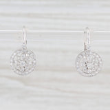 New 0.35ctw Diamond Flower Drop Earrings 14k White Gold Pierced Leverbacks