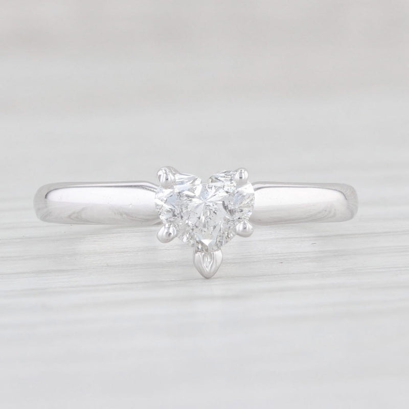 0.51ct Diamond Heart Solitaire Engagement Ring 14k White Gold Size 5.25
