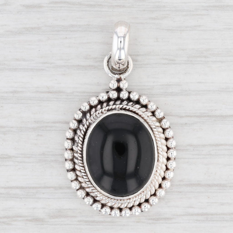 Light Gray New Onyx Pendant 925 Sterling Silver Oval Solitaire B12641