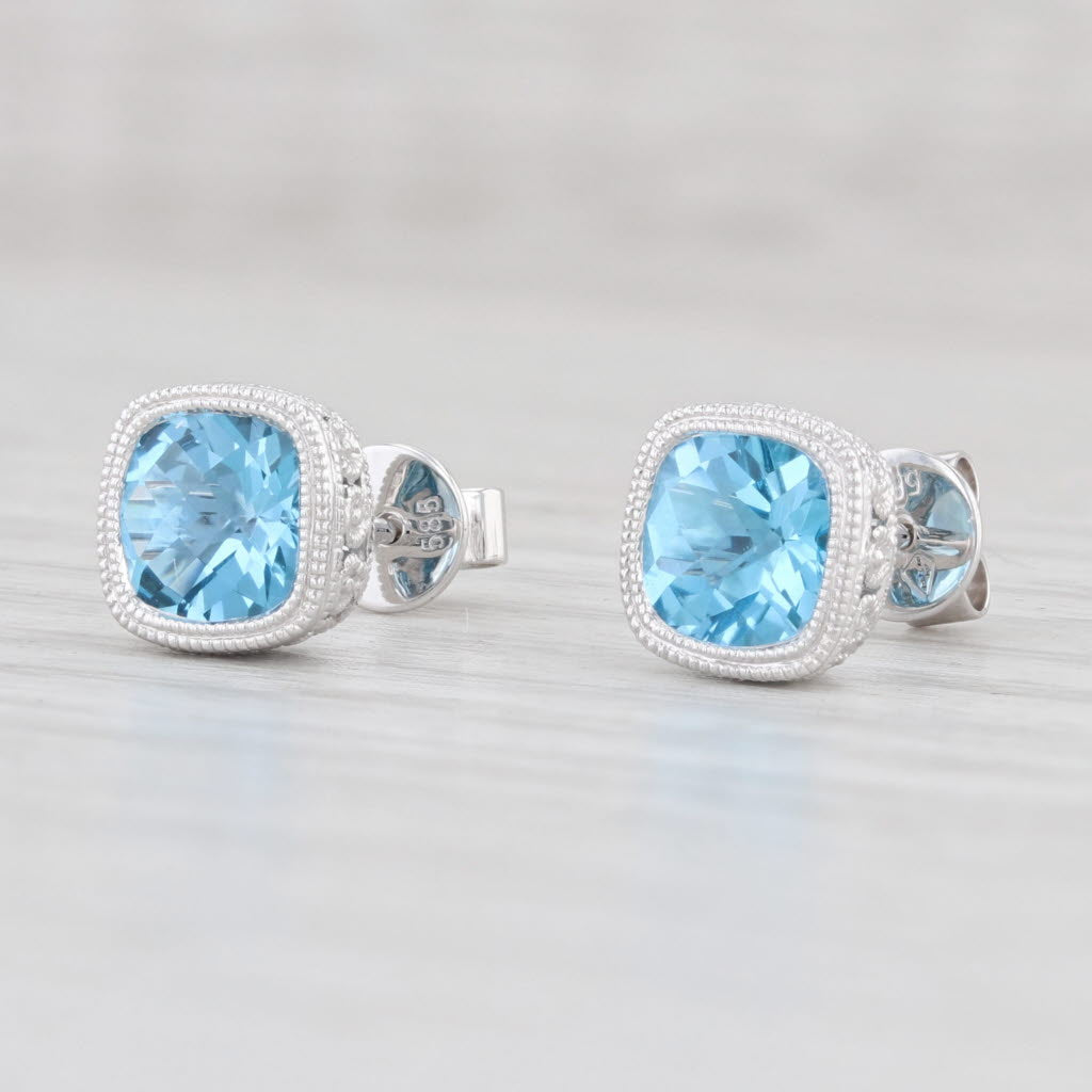 Light Gray New 2.15ctw Topaz Solitaire Stud Earrings 14k White Gold December Birthstone