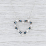 Light Gray New Blue White Diamond Heart Pendant Necklace 14k White Gold 18" Rope Chain