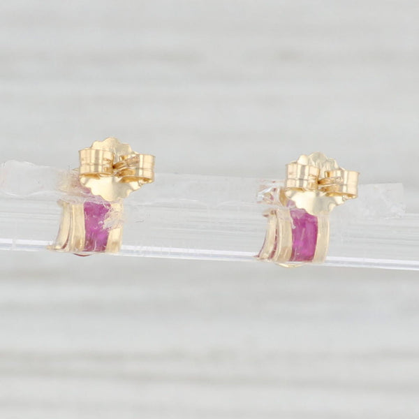 Light Gray 1.10ctw Lab Created Ruby Stud Earrings 14k Yellow Gold July Birthstone