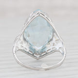 Light Gray Vintage 6ct Aquamarine Marquise Solitaire Ring 14k White Gold Floral Size 5