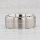 New Beveled Brushed Titanium Ring Wedding Band Size 8.5