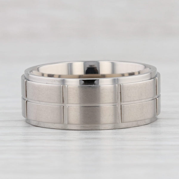 Light Gray New Beveled Brushed Titanium Ring Wedding Band Size 8.5