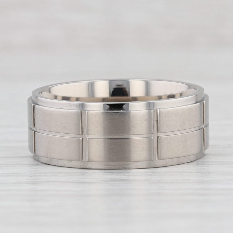 New Beveled Brushed Titanium Ring Wedding Band Size 8.5