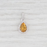 New 2.02ctw Citrine Diamond Halo Teardrop Pendant 14k Gold November Birthstone