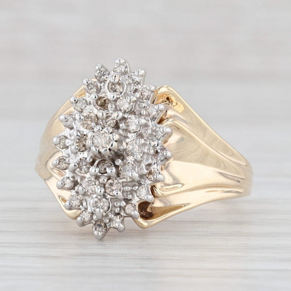 Light Gray 0.50ctw Diamond Cluster Ring 10k Yellow Gold Size 9.25 Cocktail