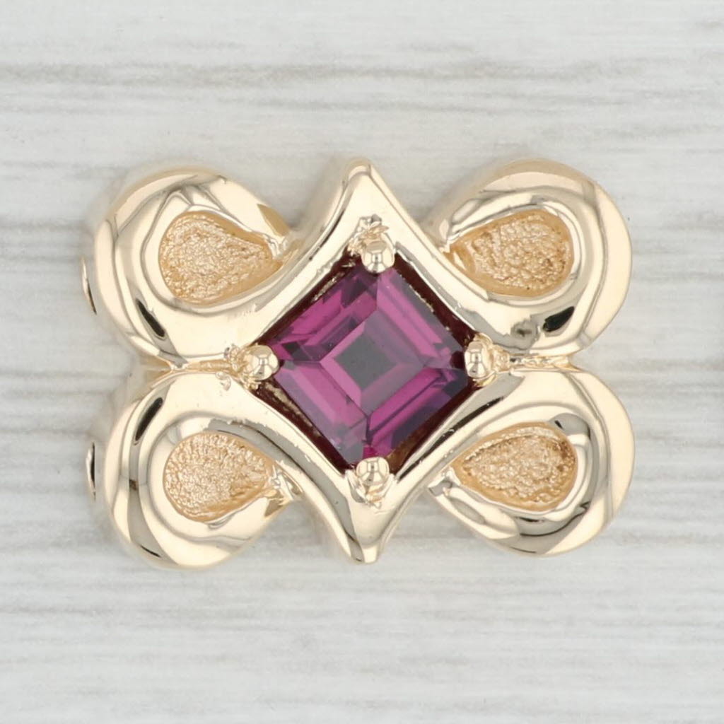 Light Gray 1.25ct Rhodolite Garnet Slide Charm 14k Yellow Gold Vintage January Birthstone