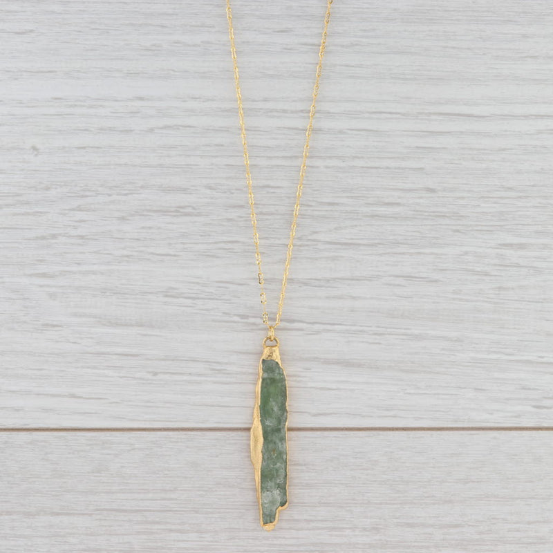 Light Gray New Nina Nguyen Necklace Green Kyanite Crinkle Chain Sterling Gold Vermeil 30-32