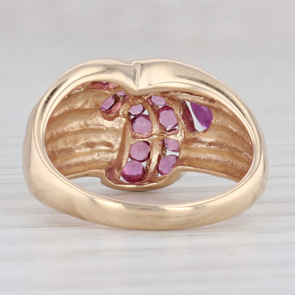 Light Gray 1.10ctw Pear Ruby Pink Sapphire Ring 14k Yellow Gold Size 5