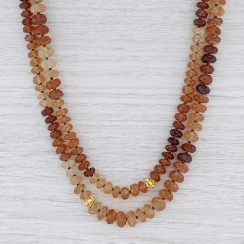 New Nina Nguyen Garnet Bead Necklace Sterling Silver Gold Vermeil Long Statement