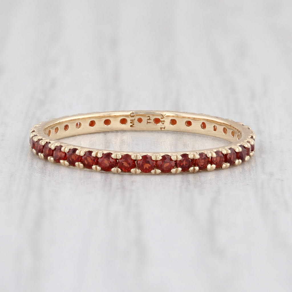 Light Gray New 0.98 Red Garnet Eternity Band 14k Yellow Gold Stackable Ring Size 6.75