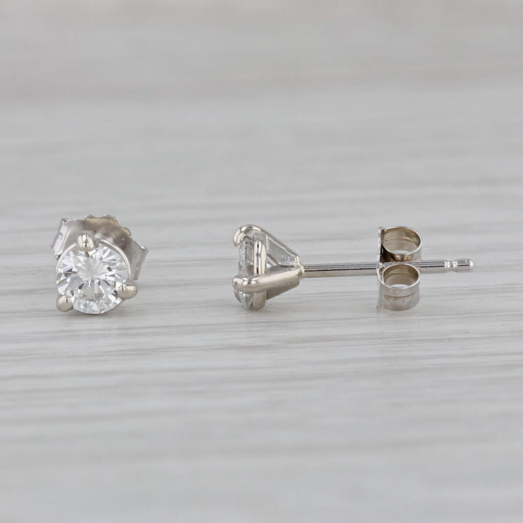 Gray New 0.39ctw Diamond Stud Earrings 14k White Gold VS2 Round Solitaires