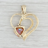 Light Gray 1.50ct Orange Mystic Topaz Heart Pendant 10k Yellow Gold Diamond Accent
