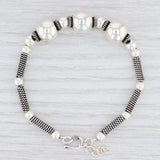 New Bead Statement Bracelet Sterling Silver 7.5 - 8.5" Beaded Chain