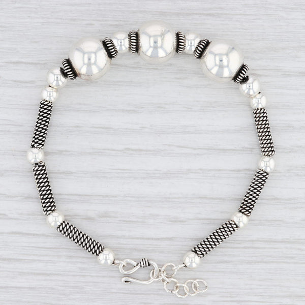 Light Gray New Bead Statement Bracelet Sterling Silver 7.5 - 8.5" Beaded Chain