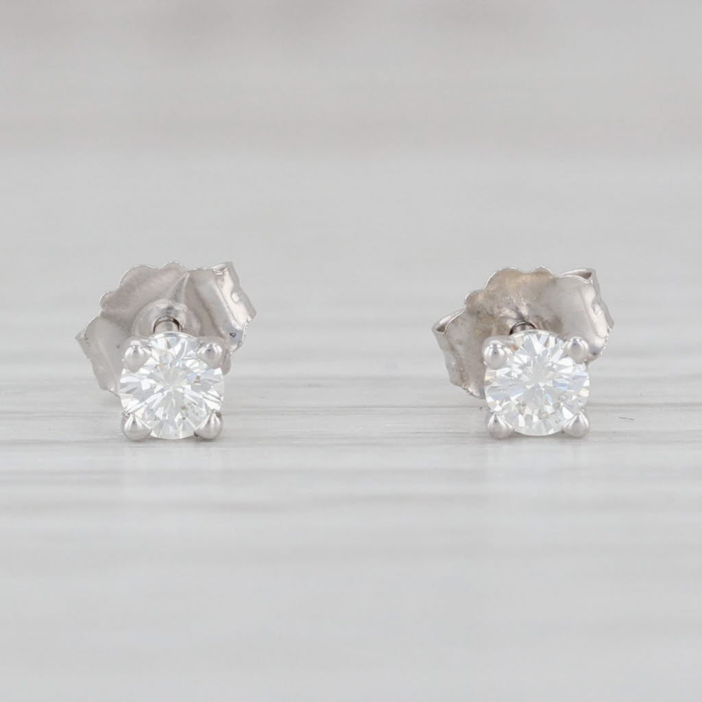 Light Gray New 0.20ctw Diamond Stud Earrings 14k White Gold Round Solitaire Studs