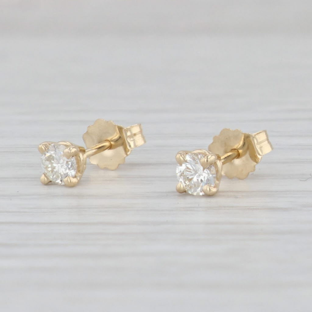 Light Gray New 0.32ctw Diamond Solitaire Stud Earrings 14k Yellow Gold April Birthstone