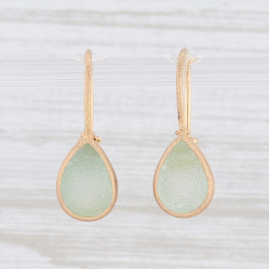 Light Gray New Nina Nguyen Aquamarine Druzy Drop Earrings 18k Yellow Gold Hook Posts