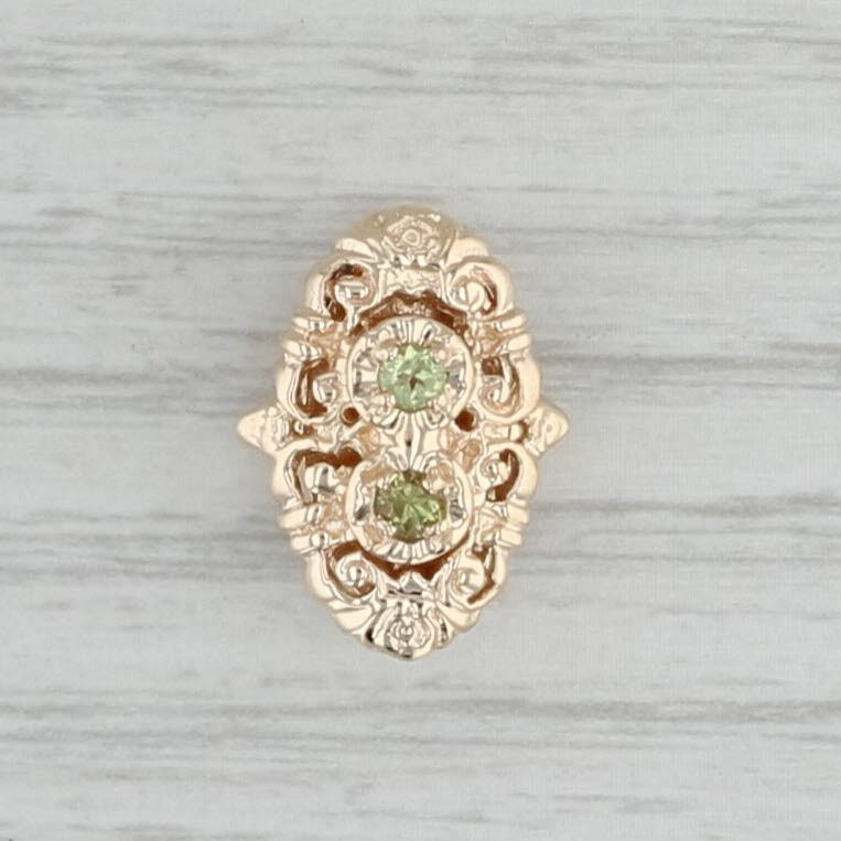 Gray 0.14ctw Peridot Slide Charm 14k Gold Vintage Richard Glatter August Birthstone