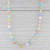 New Multi Color Glass Bead Necklace 16" Strand Sterling Silver Toggle Clasp