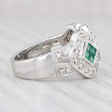 Light Gray 0.93ctw Emerald Diamond Ring 14k White Gold Size 6.75