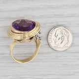 Light Gray 20.01ctw Oval Amethyst Diamond Cocktail Ring 18k Yellow Gold Size 7.25