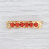 Light Gray Vintage Coral Bead Brooch 18k Yellow Gold Bar Pin