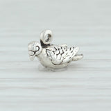 Light Gray 12 Days of Christmas Turtle Dove Charm Sterling Silver Holiday Bird 925