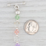 New Multi-Color Glass Bead Bracelet Sterling Silver 7.5” Toggle Clasp Statement