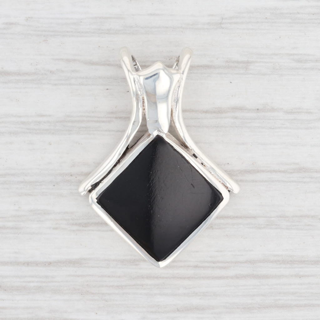 Light Gray New Black Resin Pendant Sterling Silver 925 S00005