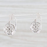 New 0.35ctw Diamond Flower Drop Earrings 14k White Gold Pierced Leverbacks