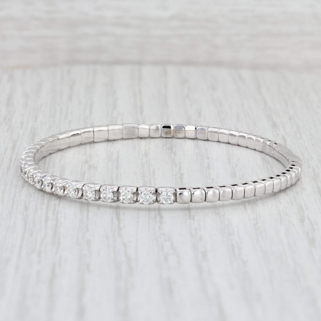 Light Gray New 1.66ctw Diamond Bangle Bracelet 14k White Gold 6.75" 3.3mm Stackable