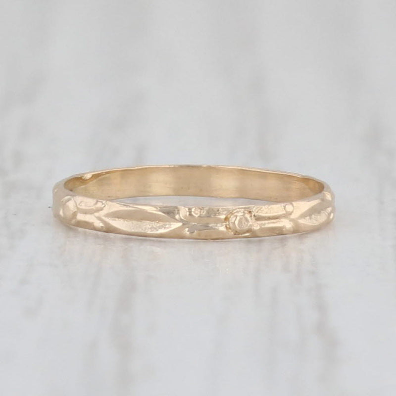 Antique Otsby Barton Baby Ring 10k Yellow Gold Etched Small Size Band