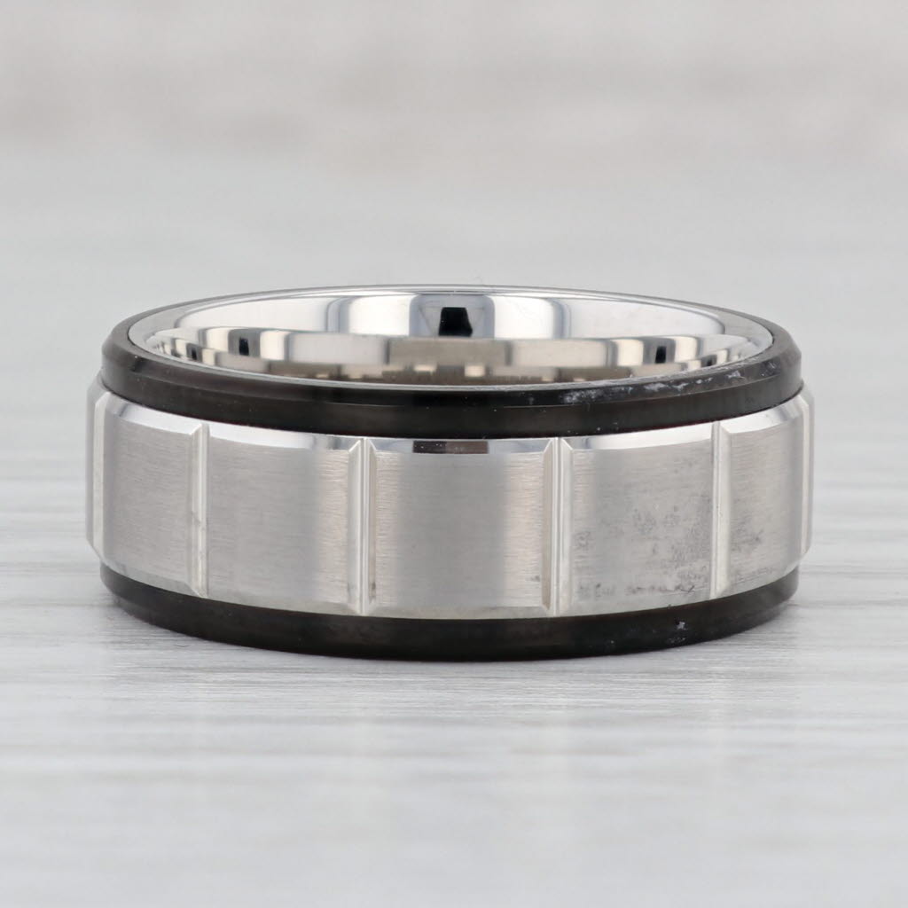 Gray New Beveled Brushed Tungsten Triton Men's Ring Size 10 Wedding Band