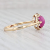Lab Created Ruby Ring 10k Yellow Gold Size 6.25 Oval Cabochon Solitaire
