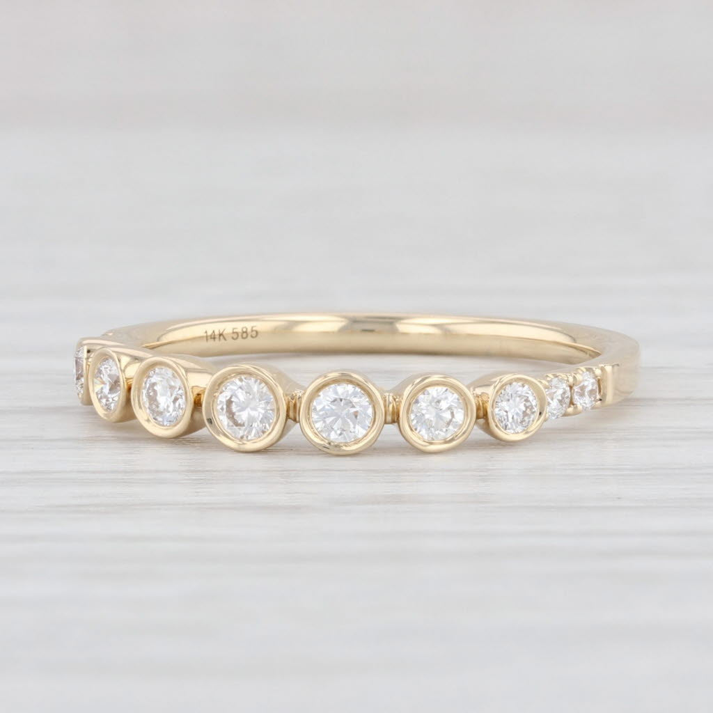 Light Gray New 0.30ctw Diamond Bubbles Ring 14k Yellow Gold Size 7 Stackable Wedding Band