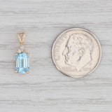 1.20ct Blue Topaz Diamond Pendant 14k Yellow Gold Emerald Cut Solitaire
