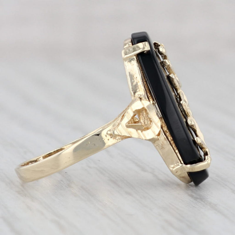 Oval Onyx MOM Signet Ring 10k Yellow Gold Size 6.75