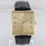 Gray Vintage Juvenia 18k Solid Yellow Gold Mens Automatic Square Watch Quadrant Dial