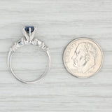 0.94ctw Round Blue Sapphire Diamond Ring 950 Platinum Size 5.5 Engagement