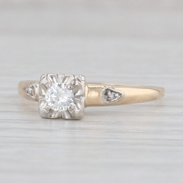 Light Gray Vintage 0.21ct Round Diamond Engagement Ring 14k Gold Size 8.75