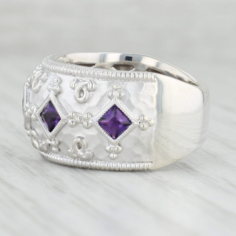 Light Gray Gabriel Co 0.75ctw Amethyst Statement Ring Hammered Sterling Silver Size 7