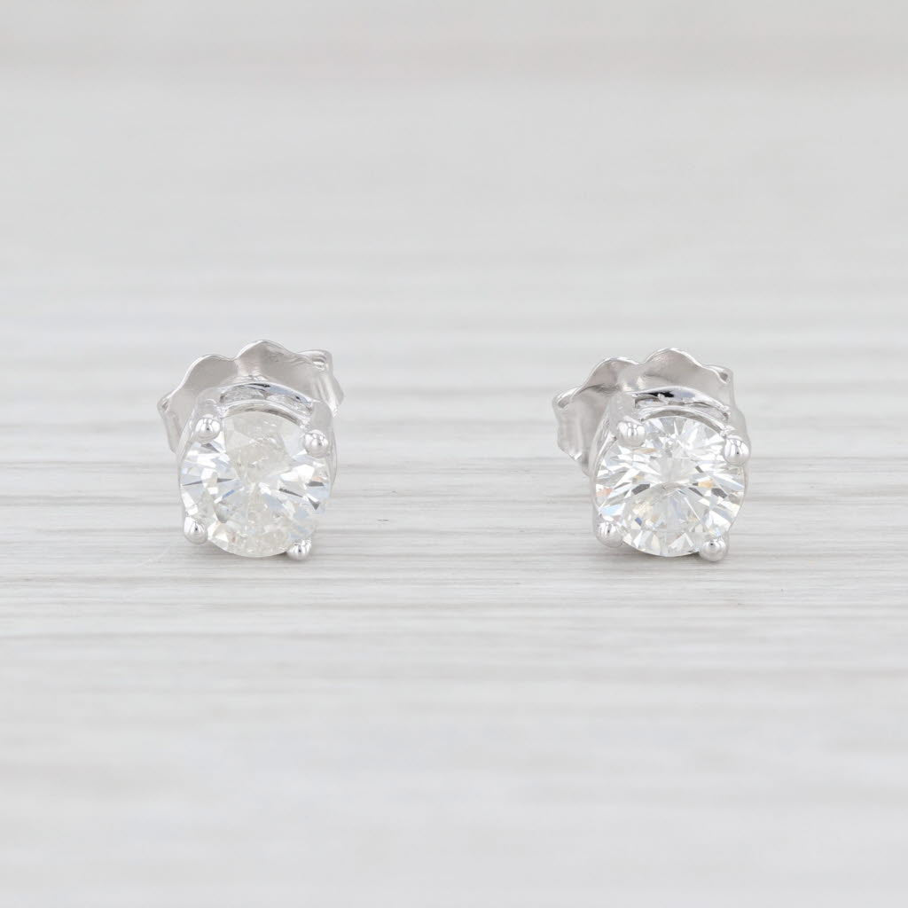 Light Gray 1.25ctw Diamond Stud Earrings 14k White Gold Round Brilliant Studs