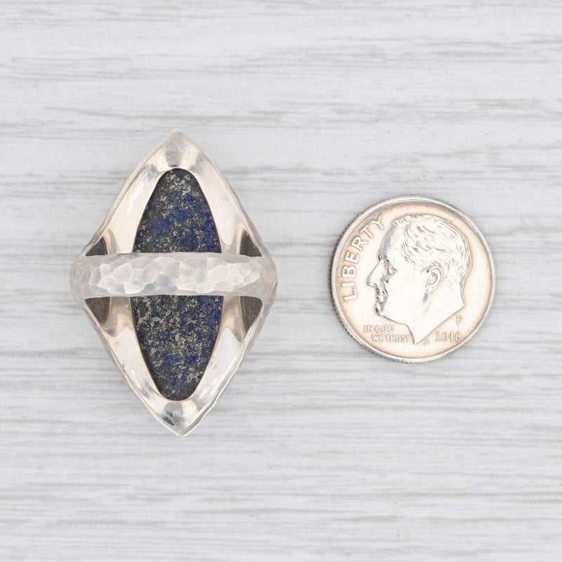 New Nina Nguyen Blue Lapis Lazuli Ring Mekong Sterling Silver Hammered Size 7.25