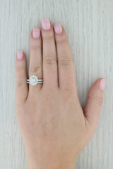 Gray 1.55ctw G Oval Diamond Halo Engagement Ring Wedding Band Bridal Set 14k Gold