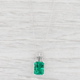 1.57ctw Synthetic Emerald Diamond Pendant Necklace 10k Gold 20.5" Rope Chain