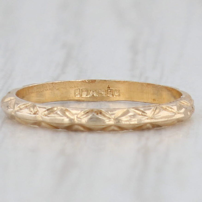 Vintage DBA Patterned Baby Ring 10k Yellow Gold Small Size 1.25 Band Keepsake